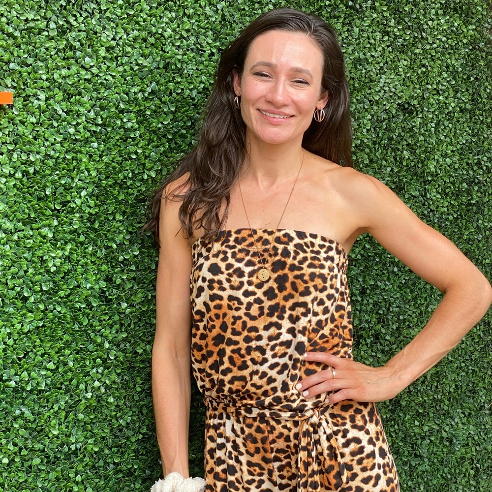 COL1972 Leopard Strapless Jumpsuit